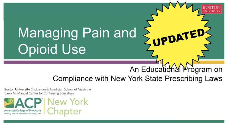 Managing Pain and Opioid Use: An Educational Program on Compliance with NYS Prescribing Laws